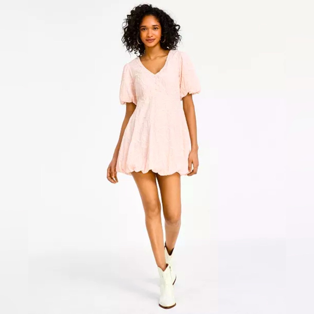 Pink Mini Dress with Scalloped Hem